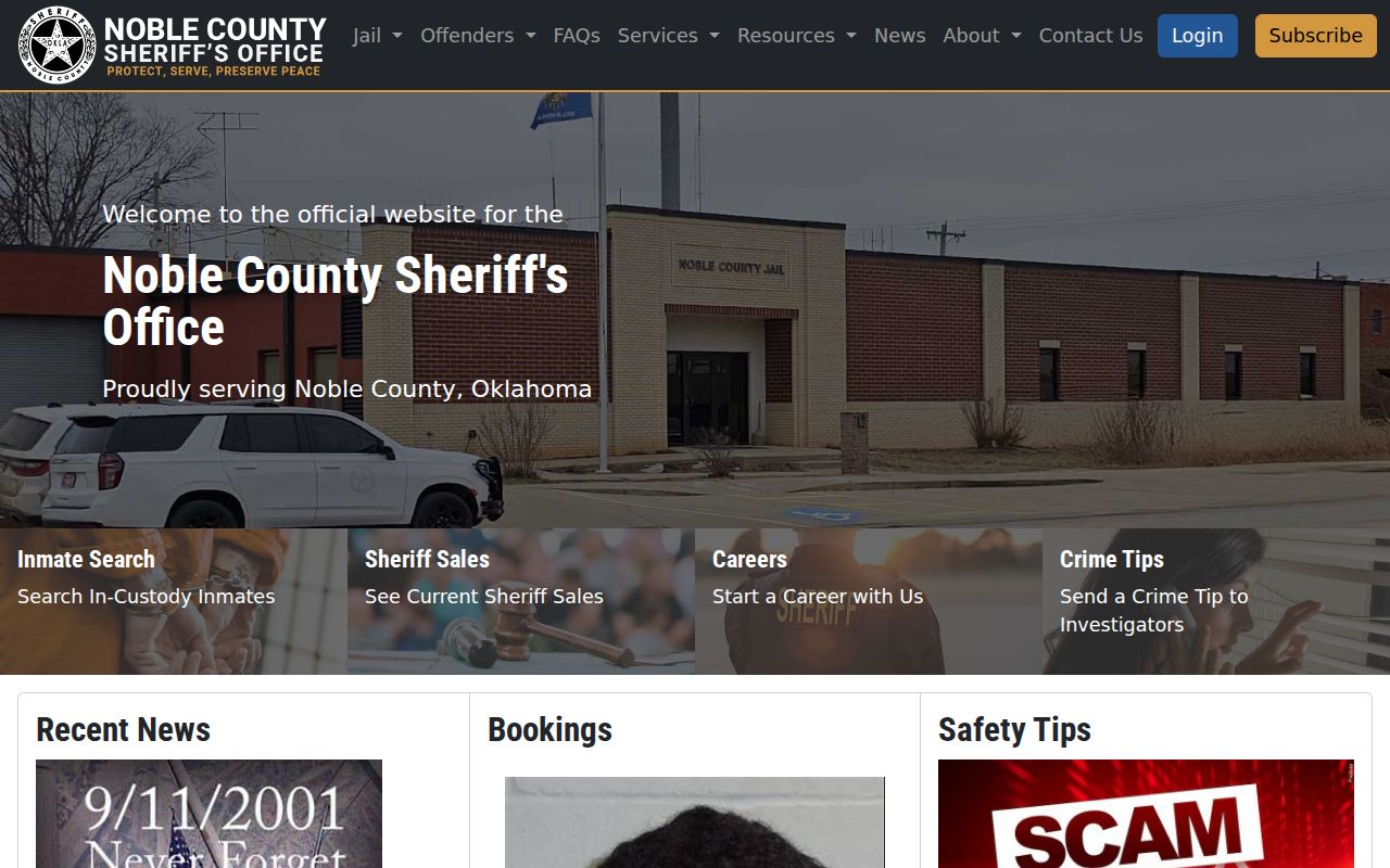 Noble County warrant records Sheriff office source